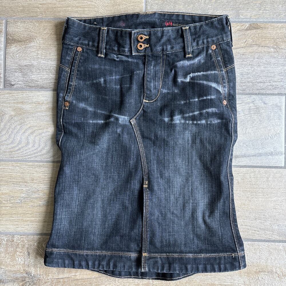 AG Adriano Goldschmied Denim Skirt Women 24R Dark Wash Distressed Mini Skirt